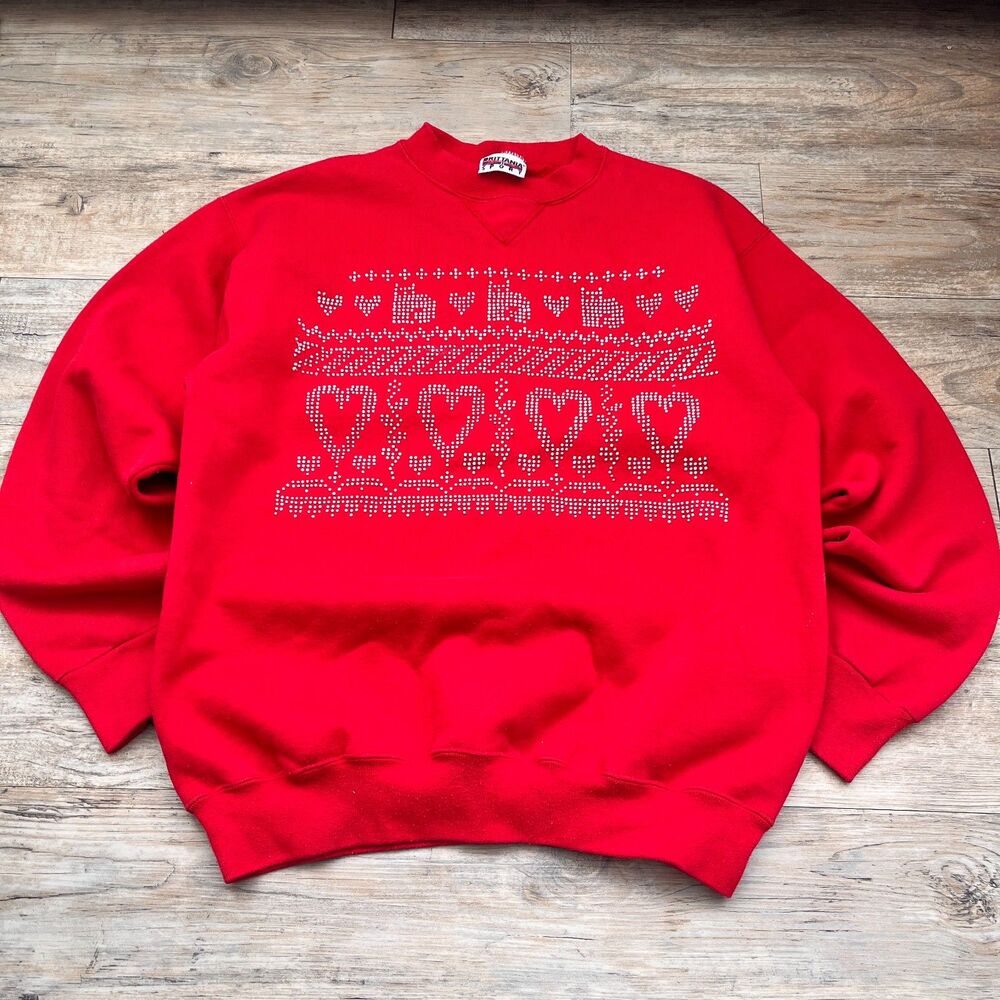 Vintage 90s Britannia Red Heart Crewneck Coquette Valentine Y2K Kitsch Sweater